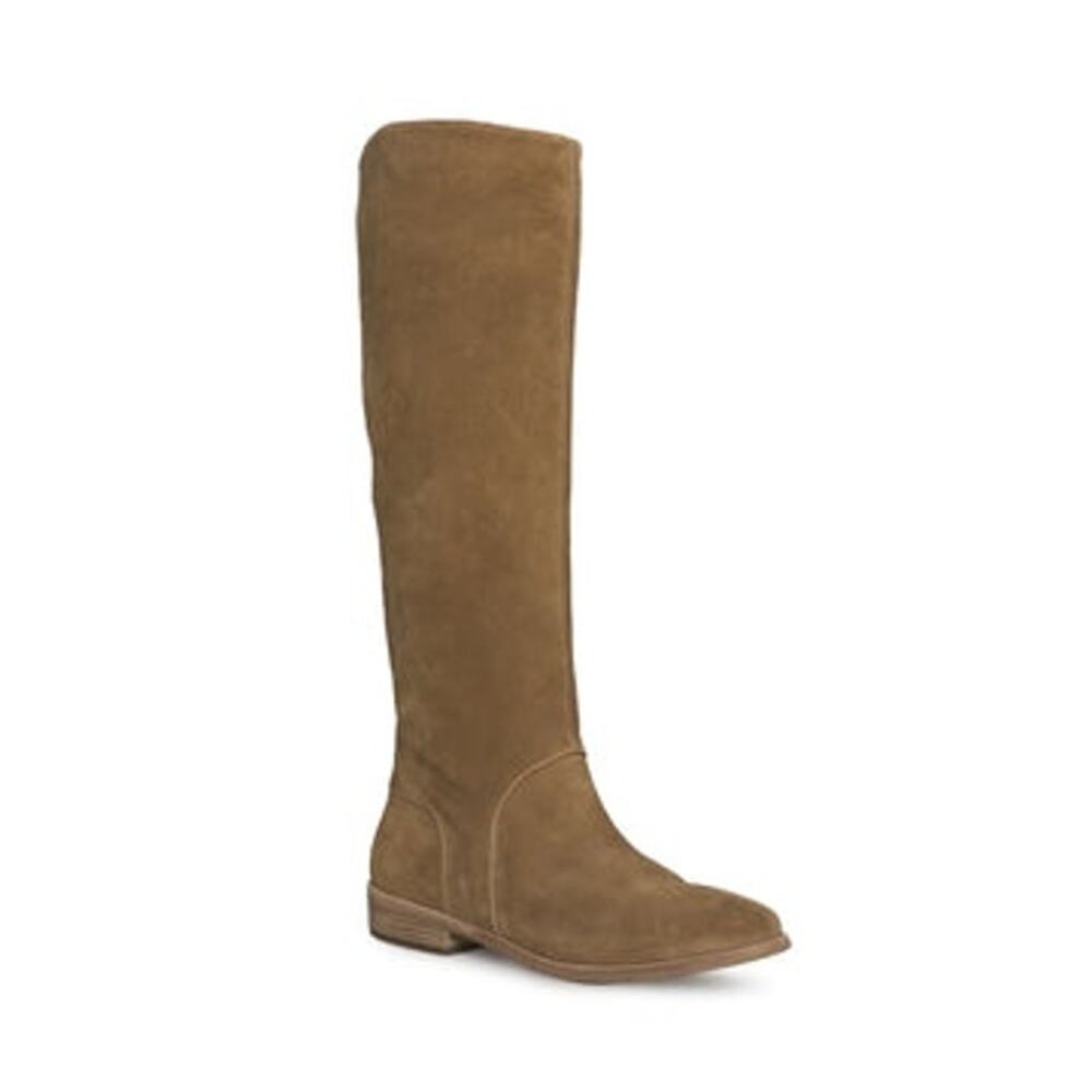 UGG Gracen Women's Black Suede Tall Riding Boots Knee-High Block Heel Side Zip